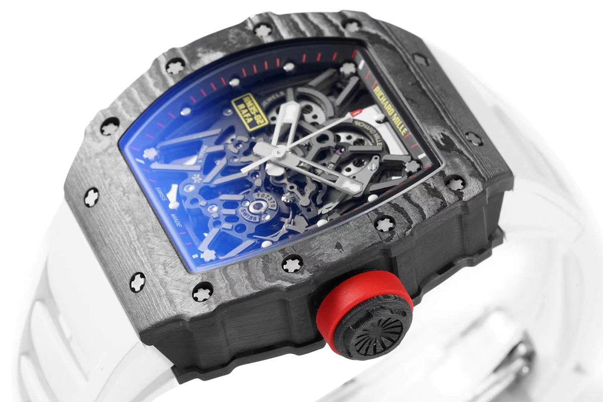 RM 035-02 Rafael Nadal NTPT Carbon on White Rubber Strap